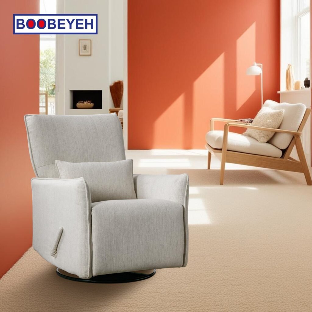 Boobeyeh luxglide 105 rocking chair - light gray fabric, comfort