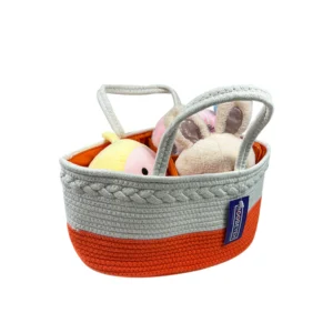 Boobeyeh orange cotton rope kids toy organizer with handles