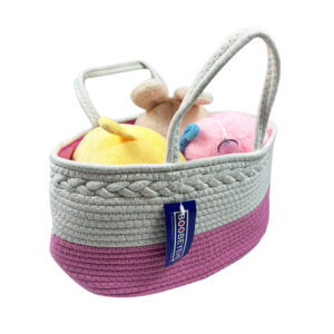 Boobeyeh pink cotton rope kids' toy storage basket, lightweight
