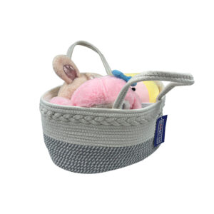 Boobeyeh cotton rope grey & white stylish lightweight toy organizer