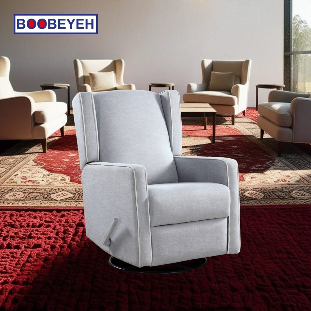Boobeyeh luxglide 100 rocking chair in light grey