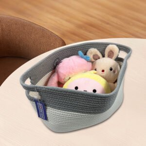 Boobeyeh dark grey cotton rope kids toy organizer with handles