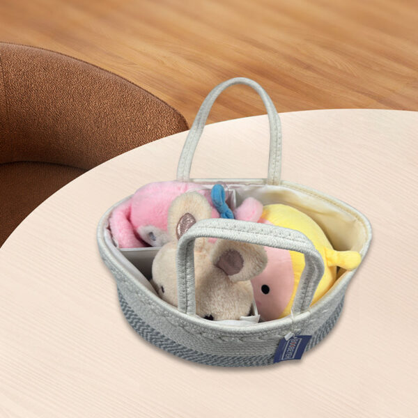 Boobeyeh cotton rope grey & white stylish lightweight toy organizer - Image 3