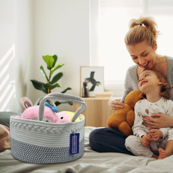 Boobeyeh cotton rope grey & white stylish lightweight toy organizer - Image 4