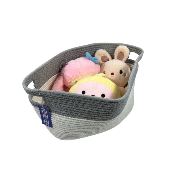 Boobeyeh dark grey cotton rope kids toy organizer with handles - Image 5
