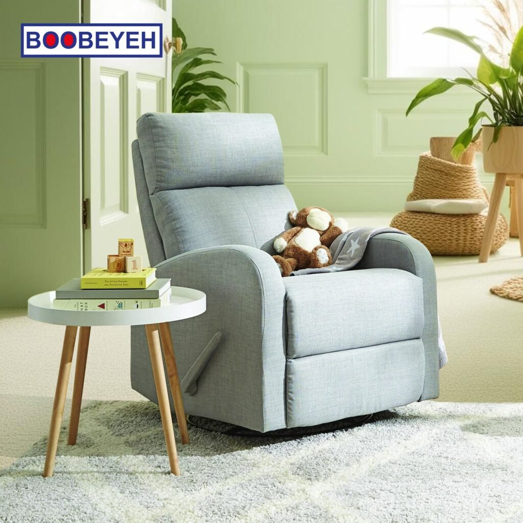 Boobeyeh luxglide 103 rocking chair - light gray fabric, comfort
