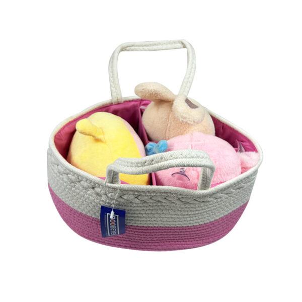 Boobeyeh pink cotton rope kids' toy storage basket, lightweight - Image 5