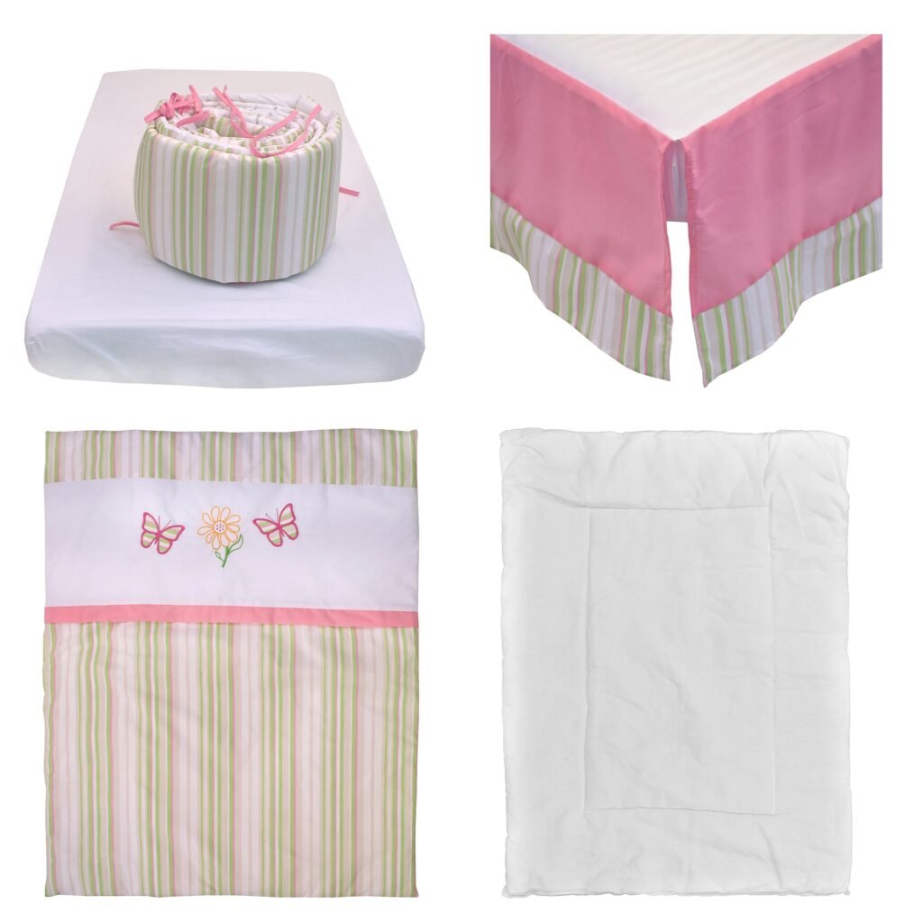 Boobeyeh 5-piece baby bedding set - pink butterfly design for a charming nursery