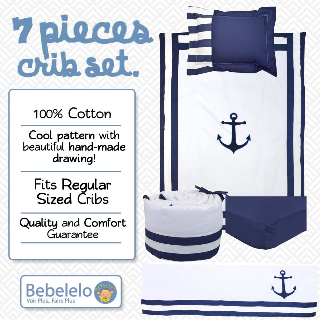 Arrow white and blue baby boy bedding set - cozy nursery essentials