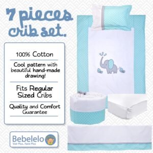 Boobeyeh 7-piece elephant polka dot baby bedding set - cozy nursery essentials