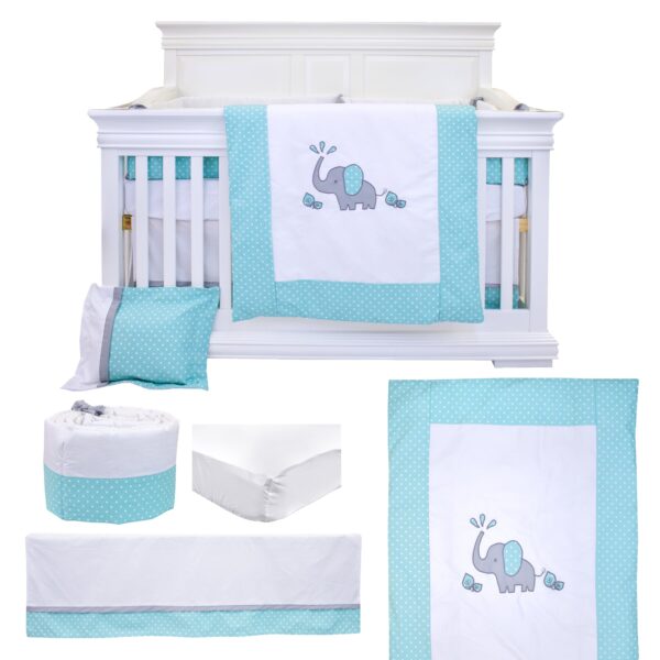 Boobeyeh 7-piece elephant polka dot baby bedding set - cozy nursery essentials - Image 2