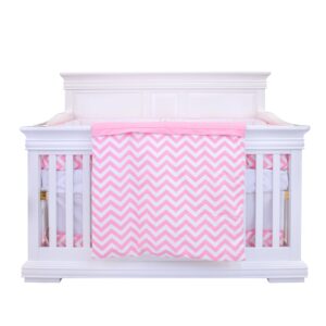 Boobeyeh 5-piece chevron zigzag pink baby bedding set - perfect for baby girls
