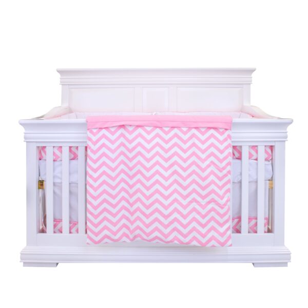 Boobeyeh 5-piece chevron zigzag pink baby bedding set - perfect for baby girls