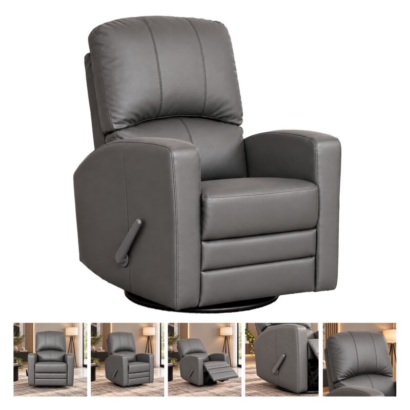 Bebe-Luxe-Glide-102 Boobeyeh luxglide 102 rocking chair in dark grey leather, comfort and style.