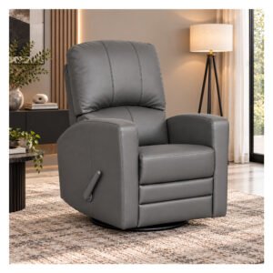 Bebe-Luxe-Glide-1024 Boobeyeh luxglide 102 rocking chair in dark grey leather, comfort and style.