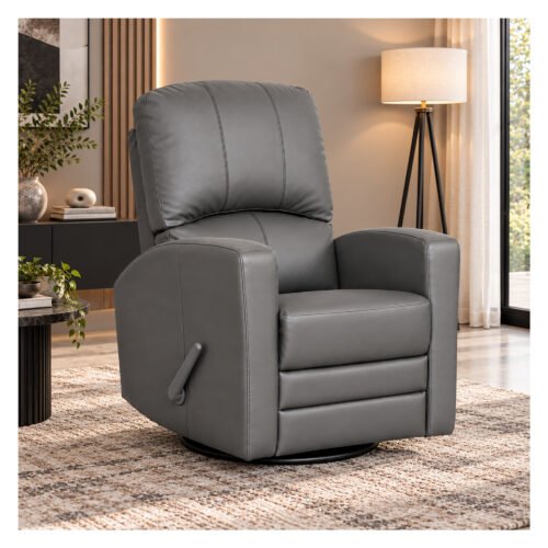 Bebe-Luxe-Glide-1024 Boobeyeh luxglide 102 rocking chair in dark grey leather, comfort and style.