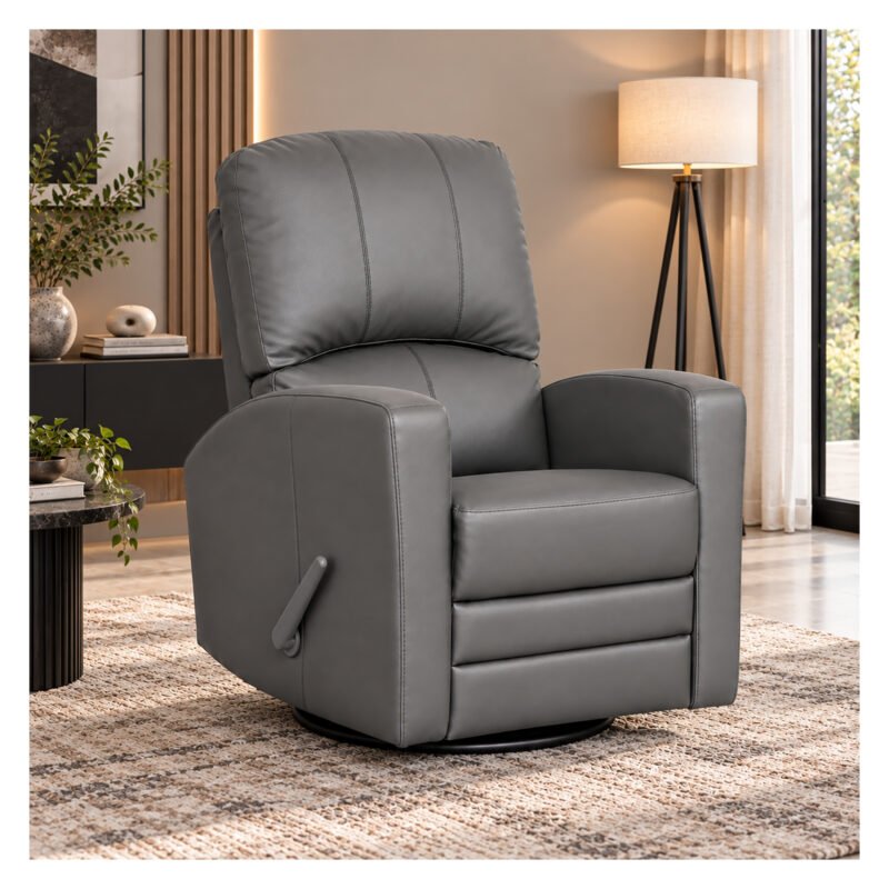Bebe-Luxe-Glide-1024 Boobeyeh luxglide 102 rocking chair in dark grey leather, comfort and style.