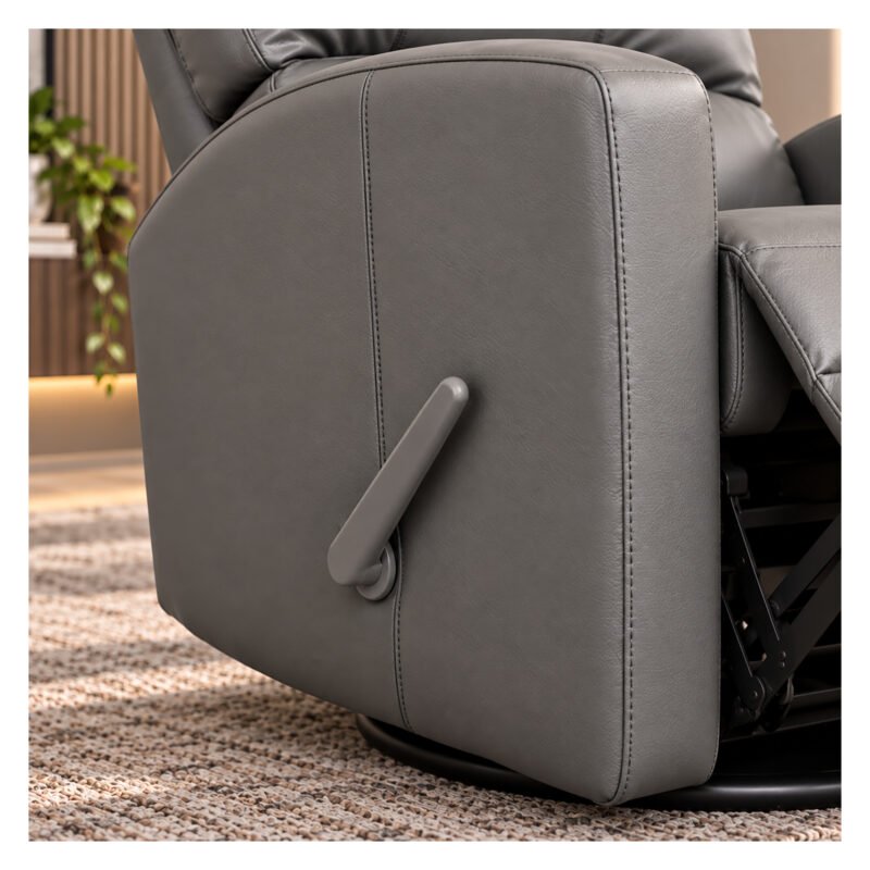 Bebe-Luxe-Glide-1026 Boobeyeh luxglide 102 rocking chair in dark grey leather, comfort and style.
