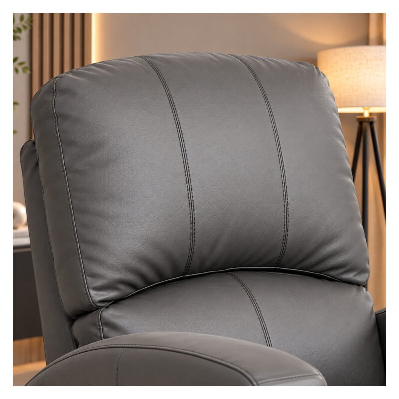 Bebe-Luxe-Glide-1027 Boobeyeh luxglide 102 rocking chair in dark grey leather, comfort and style.