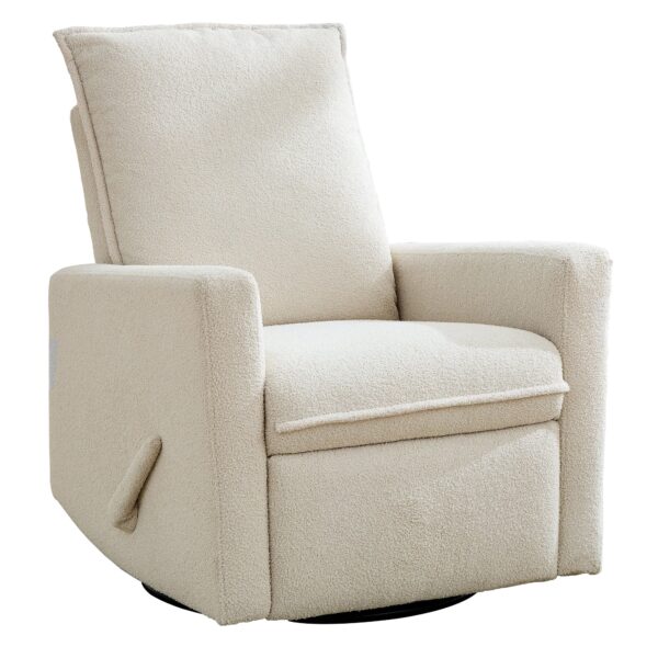 Upholstered rocking chair luxglide 108 for baby in beige fabric - Image 3