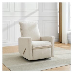 Upholstered rocking chair luxglide 108 for baby in beige fabric