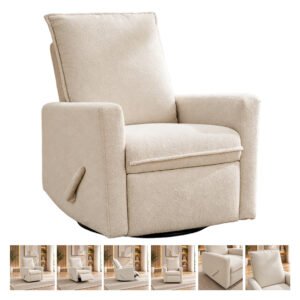 Bebe-Luxe-Glide-108 Upholstered rocking chair luxglide 108 for baby in beige fabric
