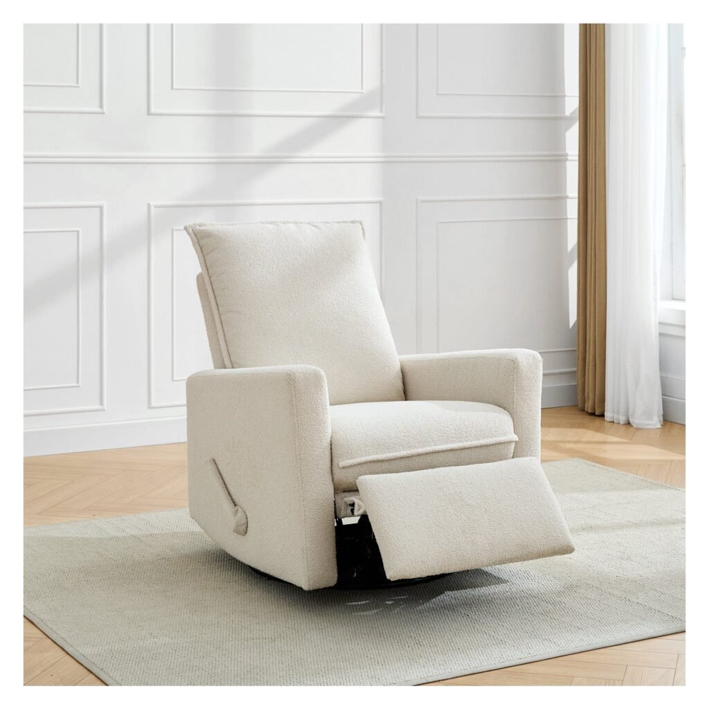 Upholstered rocking chair luxglide 108 for baby in beige fabric