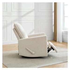 Upholstered rocking chair luxglide 108 for baby in beige fabric