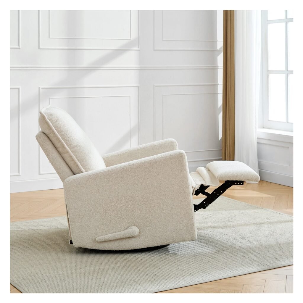 Upholstered rocking chair luxglide 108 for baby in beige fabric