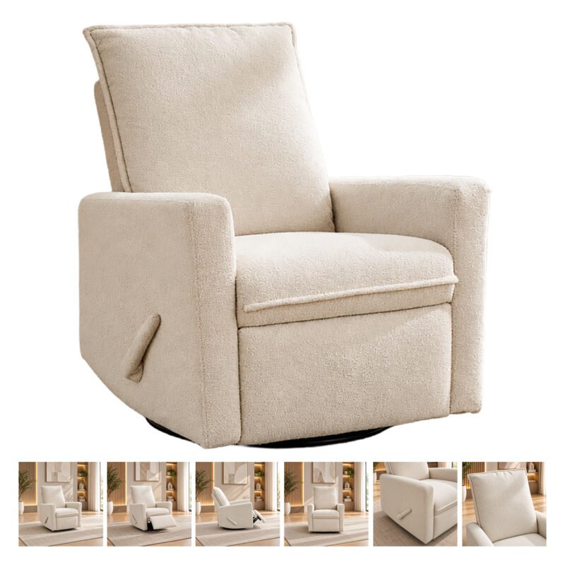 Bebe-Luxe-Glide-108 Upholstered rocking chair luxglide 108 for baby in beige fabric