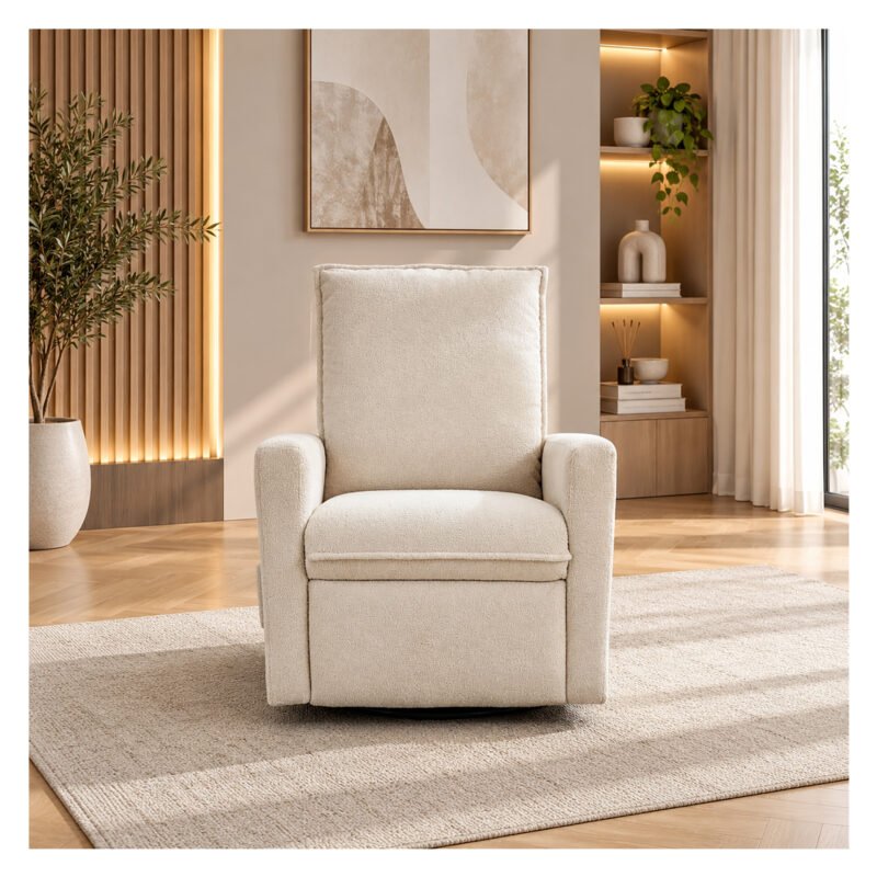 Bebe-Luxe-Glide-1085 Upholstered rocking chair luxglide 108 for baby in beige fabric