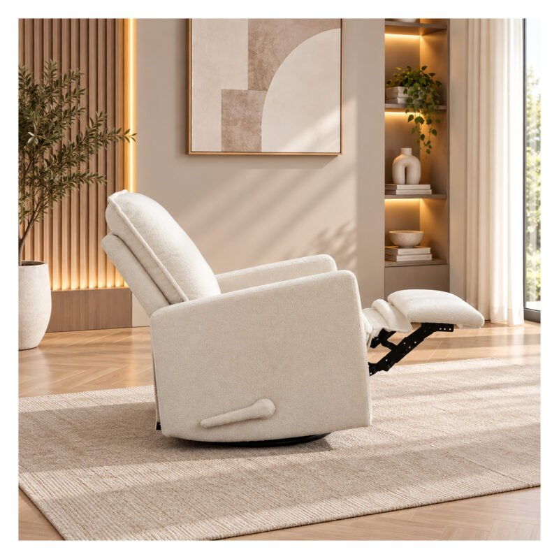 Bebe-Luxe-Glide-1086 Upholstered rocking chair luxglide 108 for baby in beige fabric