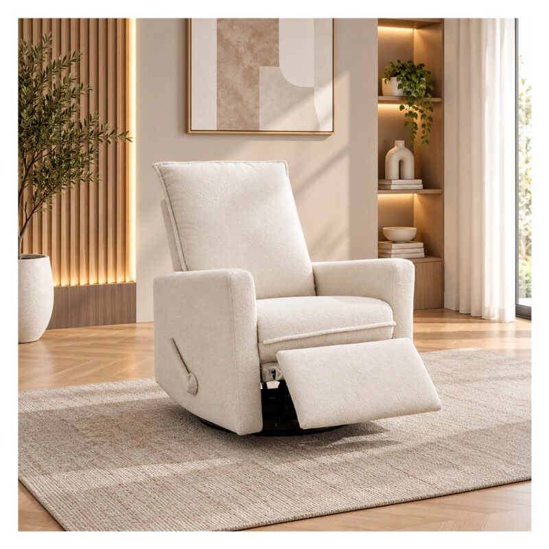 Bebe-Luxe-Glide-1087 Upholstered rocking chair luxglide 108 for baby in beige fabric