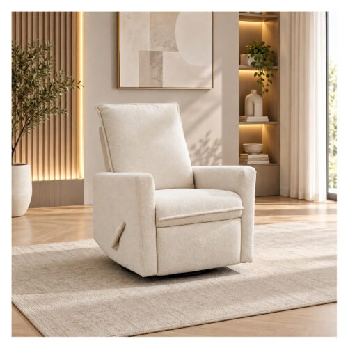 Bebe-Luxe-Glide-1088 Upholstered rocking chair luxglide 108 for baby in beige fabric