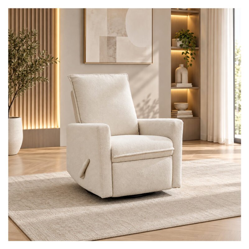 Bebe-Luxe-Glide-1088 Upholstered rocking chair luxglide 108 for baby in beige fabric
