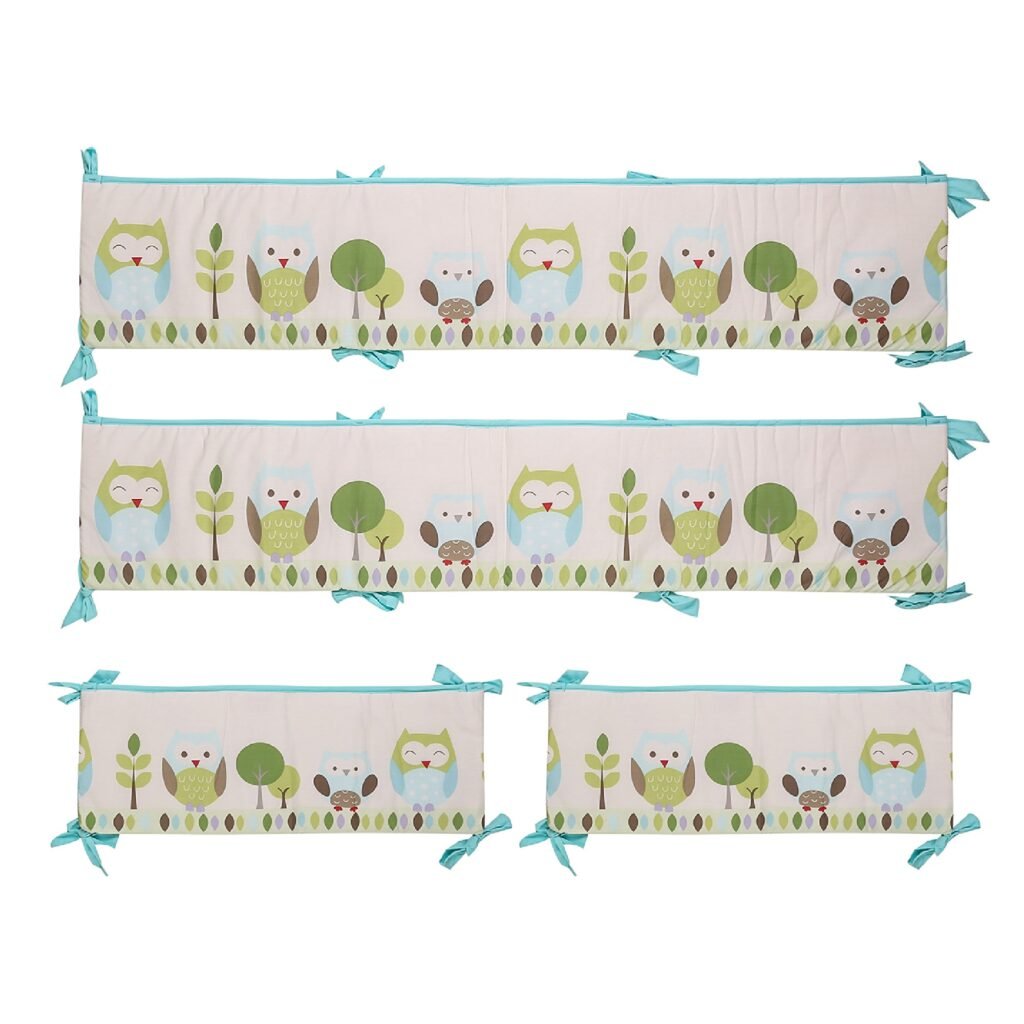 Boobeyeh 4-piece crib bedding set green owl