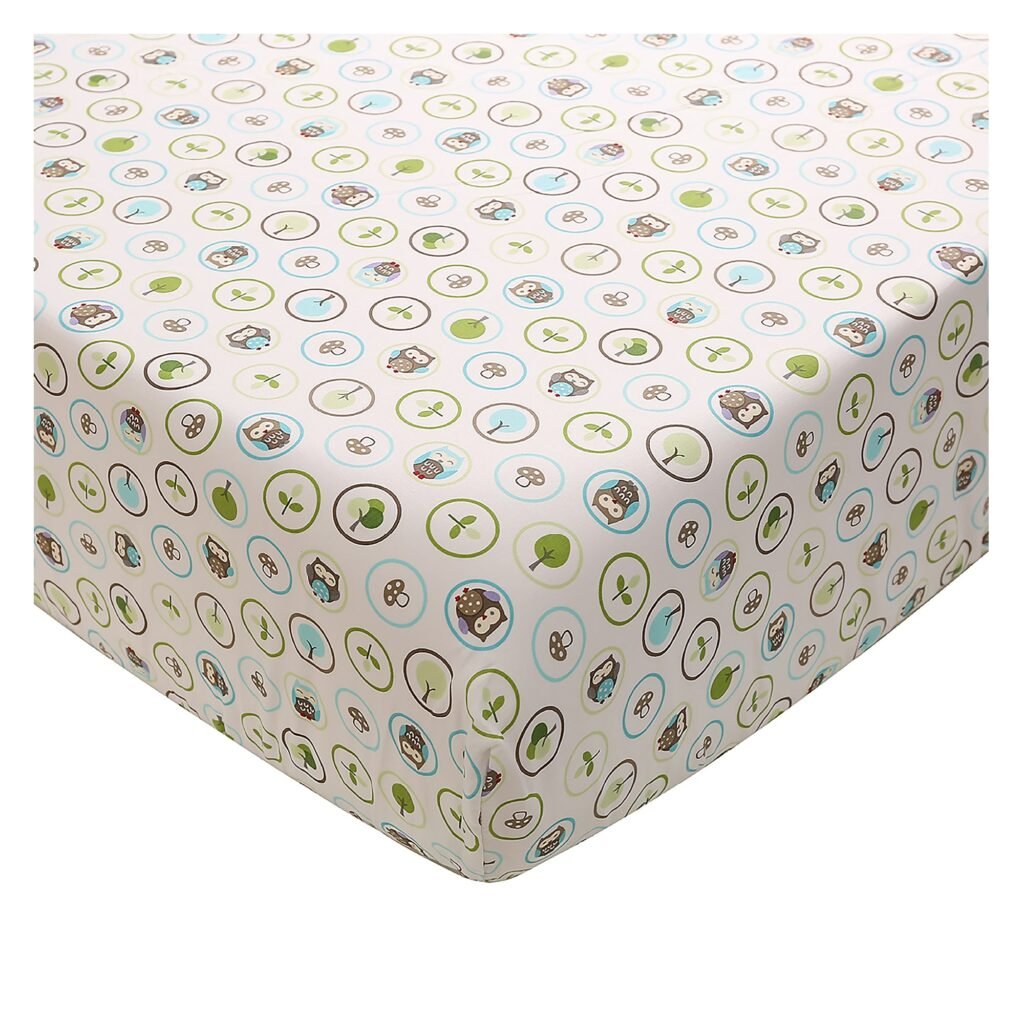 Boobeyeh 4-piece crib bedding set green owl