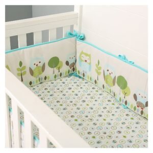 Boobeyeh 4-piece crib bedding set green owl