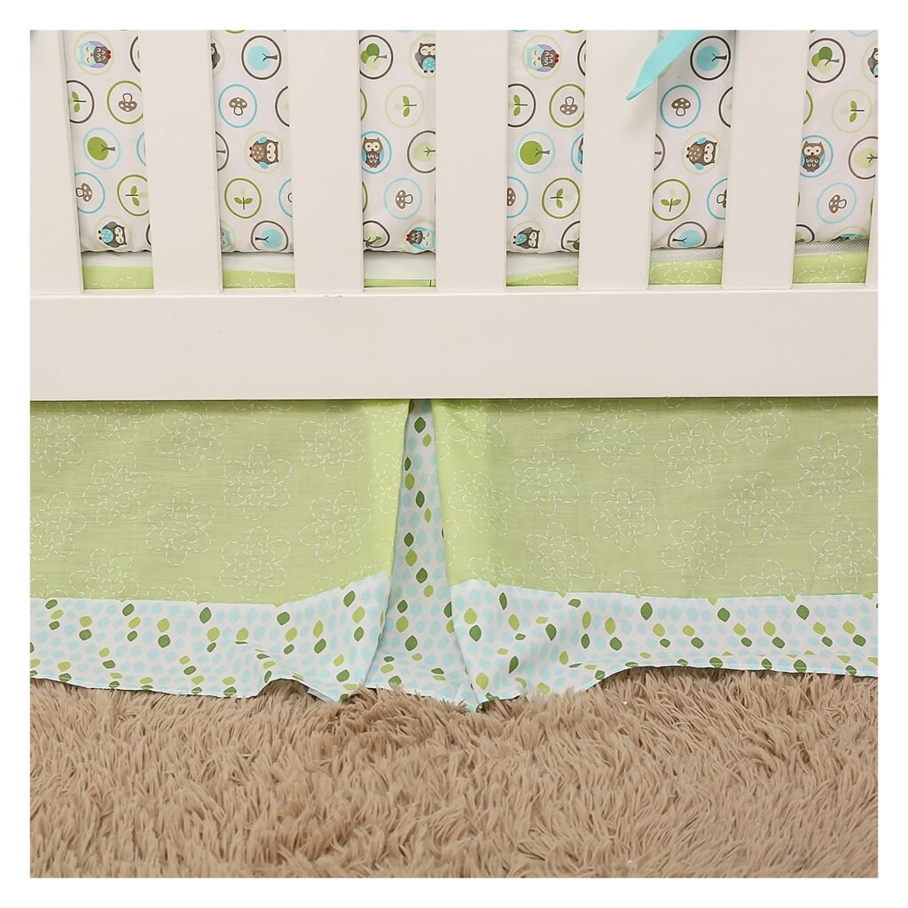 Boobeyeh 4-piece crib bedding set green owl