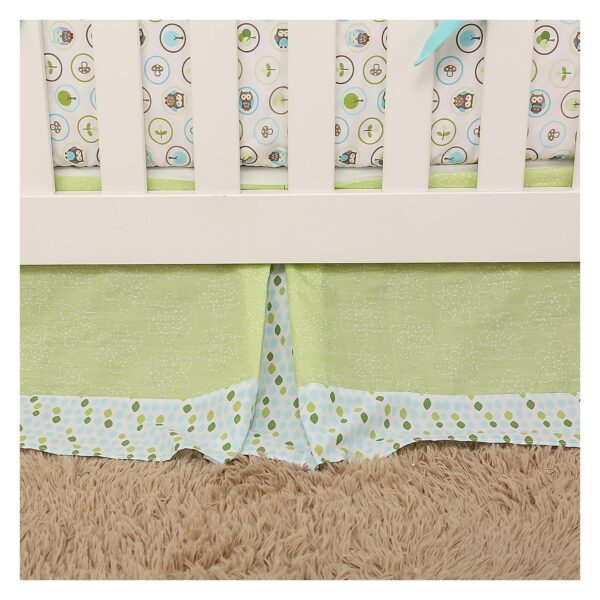 Boobeyeh 4-piece crib bedding set green owl - Image 5