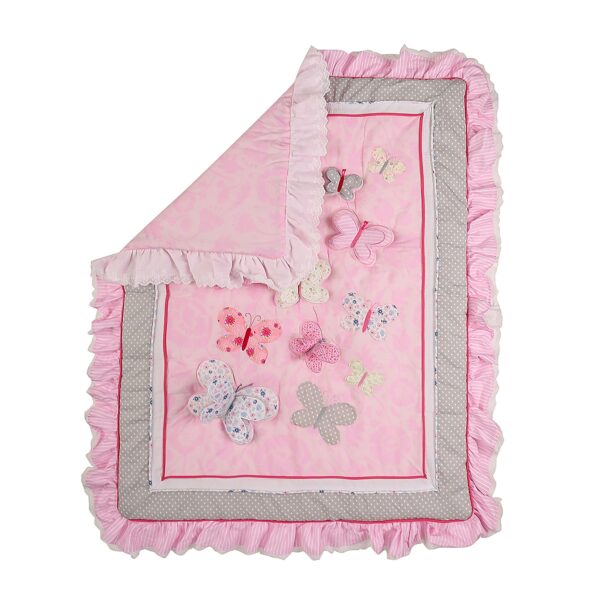 Boobeyeh cotton pink butterfly 4-piece crib set - Image 6