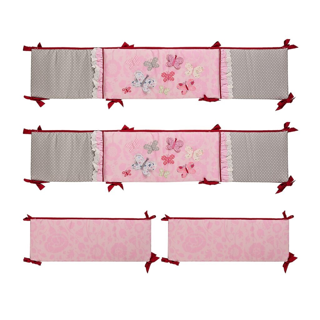 Boobeyehcotton4-piececribset20 Boobeyeh cotton pink butterfly 4-piece crib set