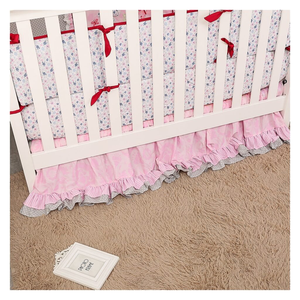 Boobeyehcotton4-piececribset8 Boobeyeh cotton pink butterfly 4-piece crib set