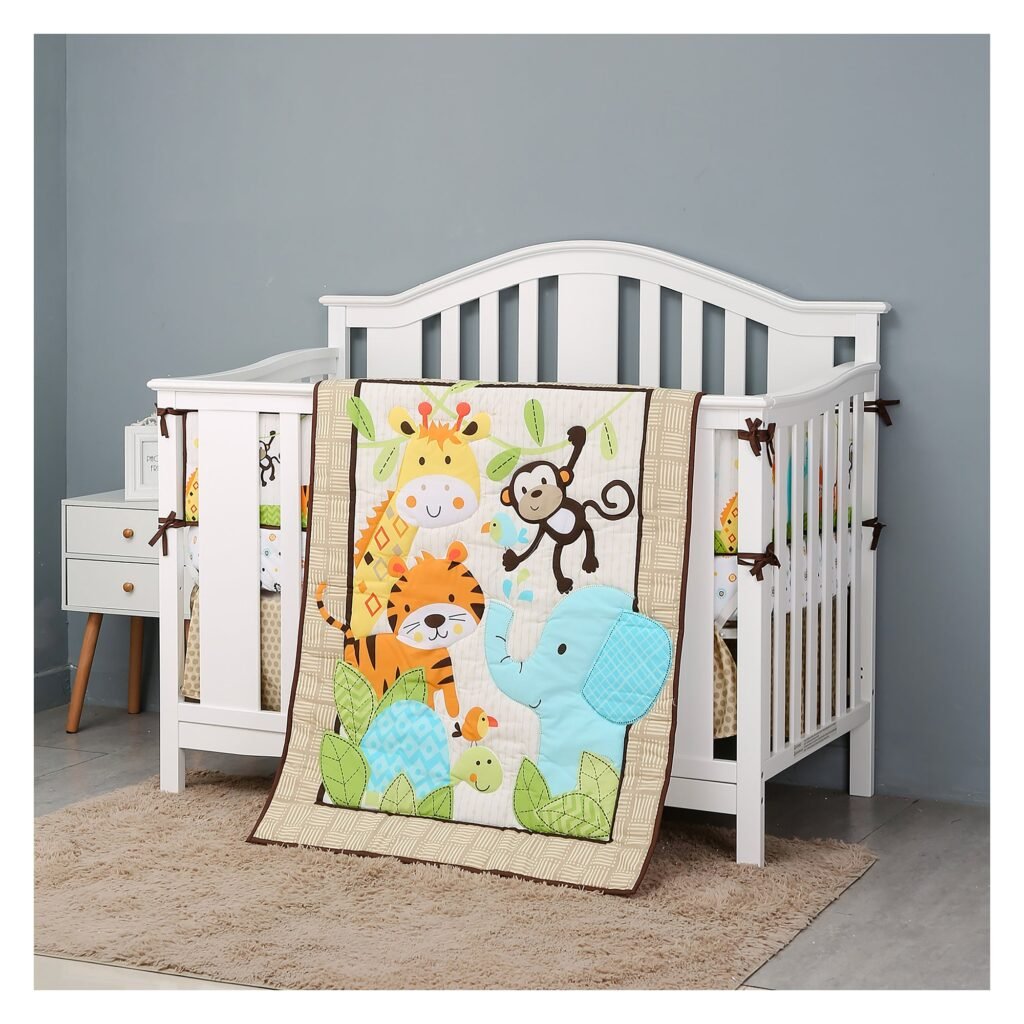 Boobeyehjungleadventure4-piececribbeddingset Boobeyeh jungle adventure 4-piece crib bedding set, tigre