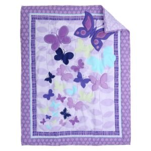 Boobeyeh purple butterfly crib bedding set 5 pieces
