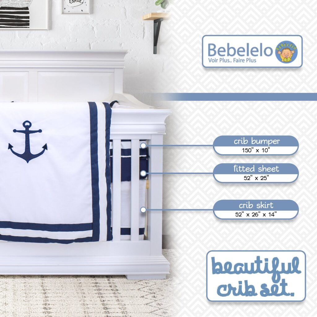 Arrow white and blue baby boy bedding set - cozy nursery essentials