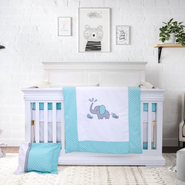 Boobeyeh 7-piece elephant polka dot baby bedding set - cozy nursery essentials - Image 7
