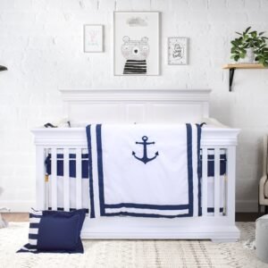 Arrow white and blue baby boy bedding set - cozy nursery essentials