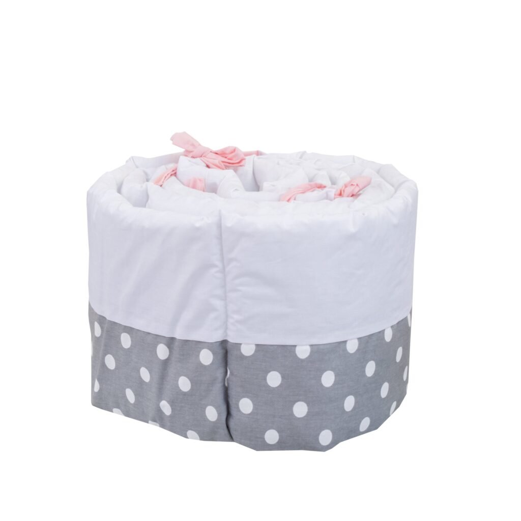 Boobeyeh baby bedding set - 7-piece Canadian cotton with polka dot and fox design in pink