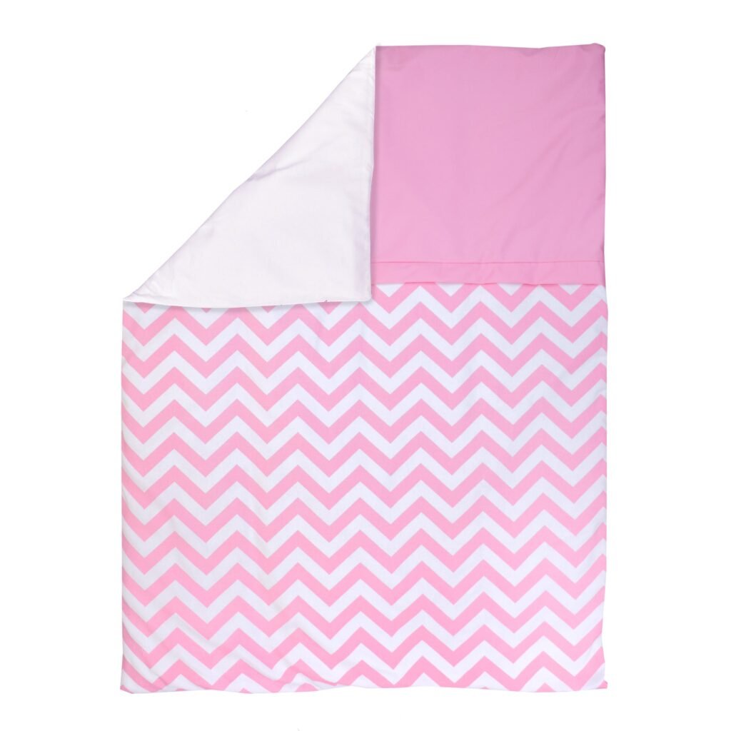 Boobeyeh 5-piece chevron zigzag pink baby bedding set - perfect for baby girls